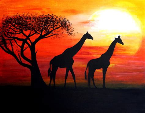 African Sunset Painting By Kim Lentz Pixels
