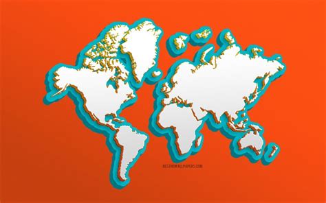 Scarica Sfondi Mappa Del Mondo 4k Sfondo Arancione Mappa Del Mondo