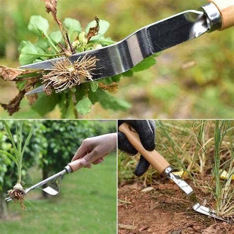 Wood Handle Stainless Steel Garden Weeder Hand Weeding Removal Cutter