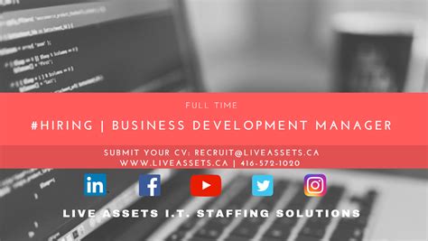 Working in close collaboration with relevant departments and units, you will ensure all. Business Development Manager | Live Assets | I.T. Staffing ...