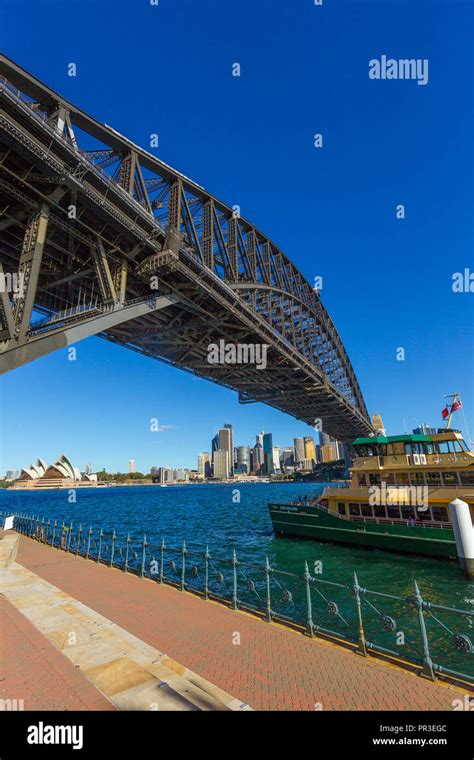Sydney Harbour Bridge And Sydney Harbour Seen From Milsons Point Stock