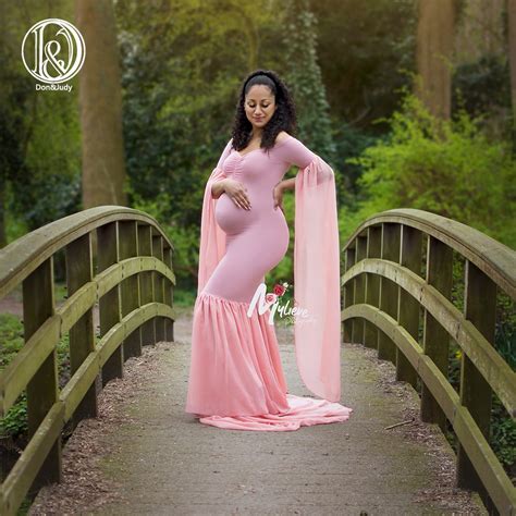 new fashion maternity dress for photo shoot maxi maternity gown long sleeves fancy women