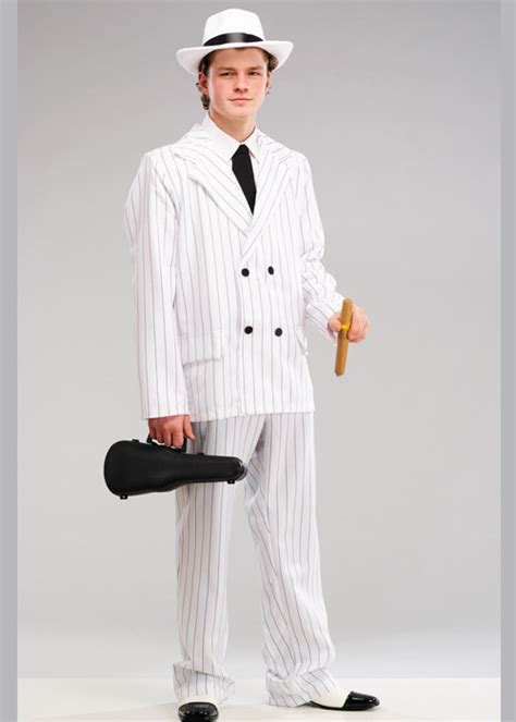 Mens 1920s White Gangster Suit Costume Adult Mens White Gangster Suit