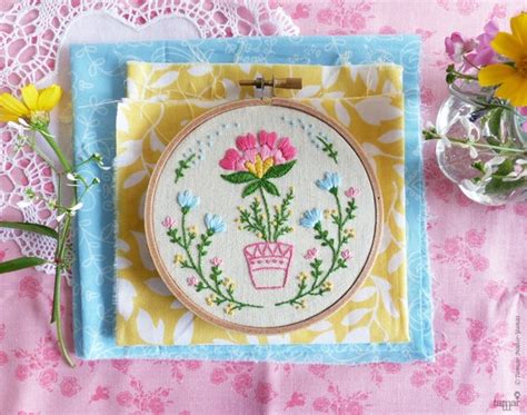 Hand Embroidery Kit Embroidery Hoop Art Wall Art Flowerpot Etsy