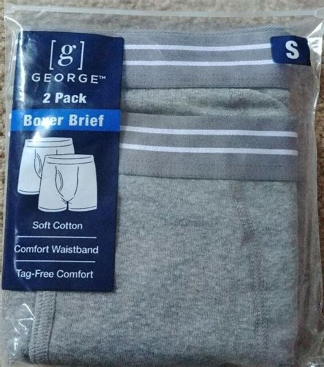 Men George 2 Pack Boxer Briefs Gray Soft Cotton Comfort Waistband Sz