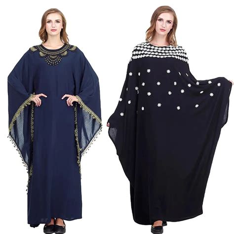 Dubai Women Bat Sleeve Abaya Muslim Cocktail Party Dress Arab Jilbab