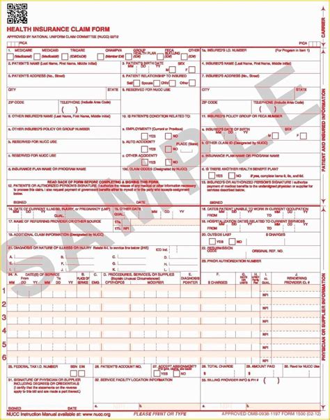 Free Cms 1500 Template For Word Of 99 Ub 04 Form Template
