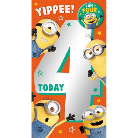Despicable Me Birthday Card Age 4 Officially Licensed Product Danilo