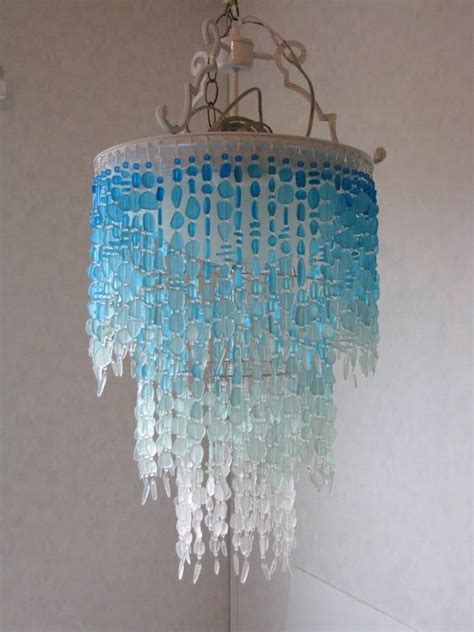 Sea Glass Chandelier Lighting Fixture Flush Mount Ceiling Etsy Sea