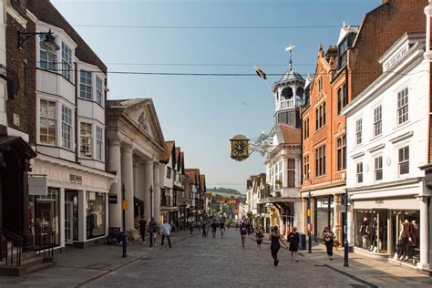 Historic Guildford in the centre of Surrey has architecture from Saxon ...