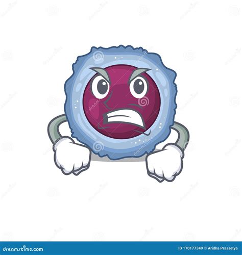Lymphocyte Cell Cartoon Character Design Having Angry Face Stock Vector