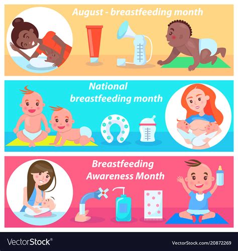 National Breastfeeding Month In August Banner Vector Image