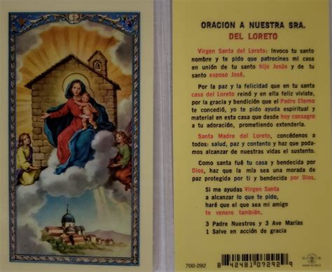 Prayer Card Oracion A Nuestra Senora Del Loreto Spanish Laminated 700