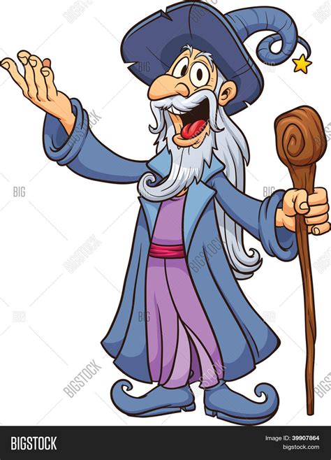Happy Cartoon Wizard Vector And Photo Free Trial Bigstock