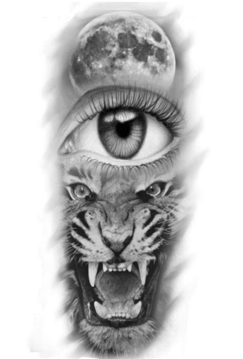 An Eye With A Tiger S Face And The Moon Behind It