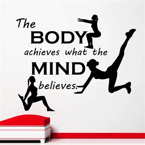 Fitness Wall Sticker Quotes The Body Achieves What Sport Decals Gym