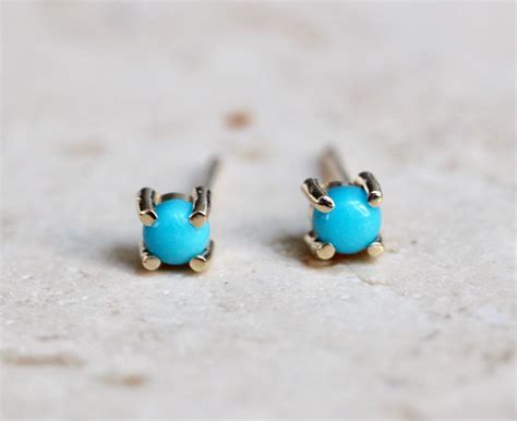 K Gold Turquoise Studs