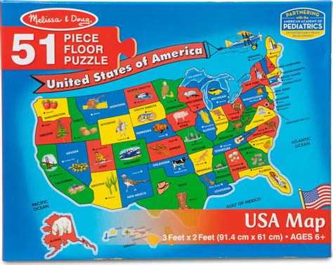 Usa Map Floor Puzzle 51 Pc Building Blocks
