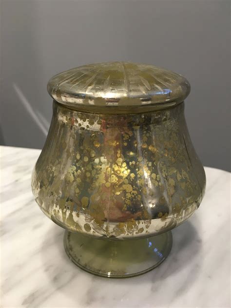 5 out of 5 stars. Vintage mercury glass small covered jar Bathroom decor ...