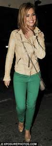 Cheryl Cole Blonde And In Skinny Emerald Jeans Dines Out With Kimberley