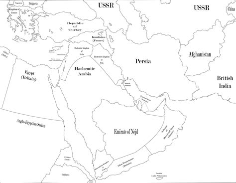 Middle East Map Black And White