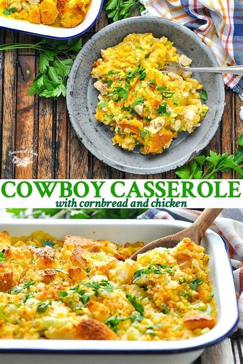 There's a southwestern version where you use mexican cornbread mix and to the above list of ingredients, you add some canned kidney, pinto, chili, or ranch style beans. Cowboy Casserole with Cornbread and Chicken | Recipe ...