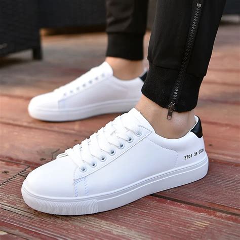 Brand Mens Shoes 2018 Spring New Style Simple White Shoes Fashion