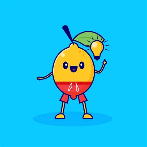 Cute Lemon Cartoon Character Gets An Idea 7890606 Vector Art At Vecteezy