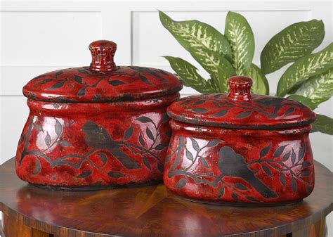 Red canisters ceramic canister set kitchen canister sets ceramic teapots vintage ceramic red kitchen kitchen decor kitchen ideas kitchen stuff. Uttermost Siana Red Ceramic Canisters - Set of 2 UTTERMOST-19660 at Homelement.com