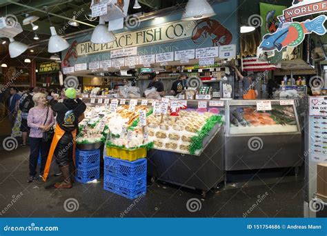 Seattle Pike Place Public Market Seafood Stand Editorial Photo Image