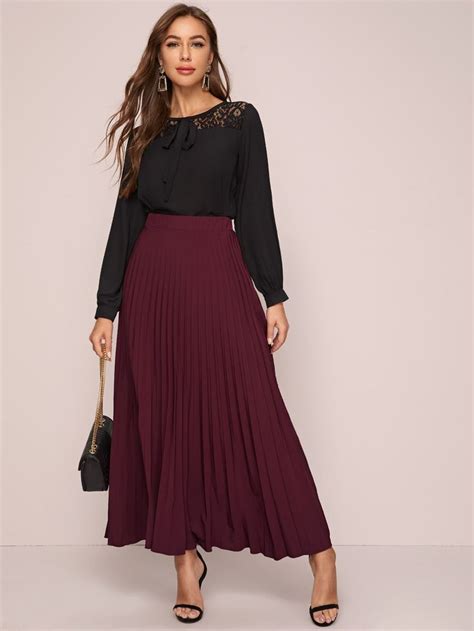 solid pleated maxi skirt shein usa pleated maxi skirt maxi skirt outfits pleated maxi