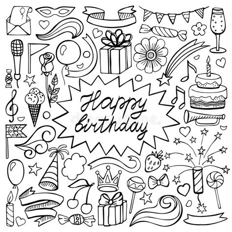 Gezeichneter Satz Alles Gute Zum Geburtstag Hand Vektor Abbildung