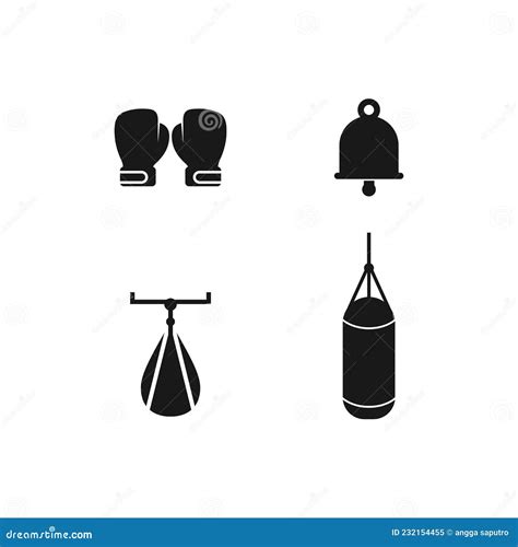 Boxing Icon Set And Boxer Design Illustration Symbol Of Fighter Stock