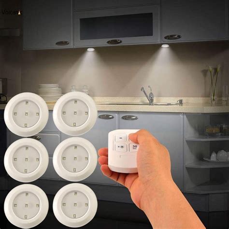 Round Smart 5 Led Light Wireless Cabinet Lights Remote Control Dimmable