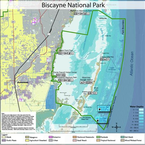 Map Of Biscayne National Park Bnp Showing Park Boundaries Water