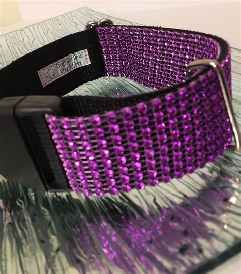 Rhinestone Purple Bling Large Dog Collar Sparkly Diamond