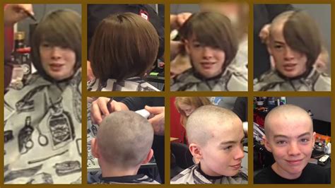 A Cute And Brave Boy Matthew Long Hair Headshave In Barbershop