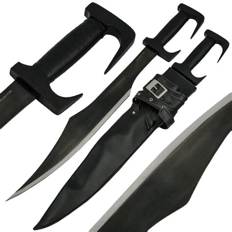 Stealth Spartan Naginata Black Steel Saber Swords Two Handed Black
