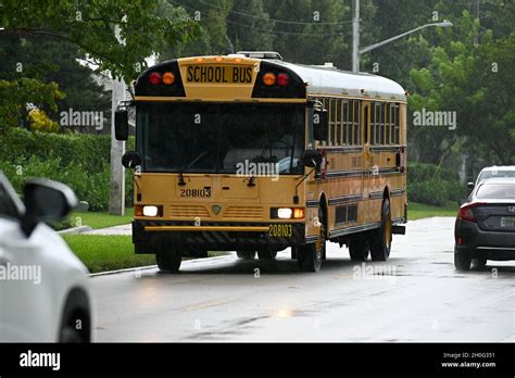 Miami - FL - 20210908 A Broward County school bus is seen dropping off
