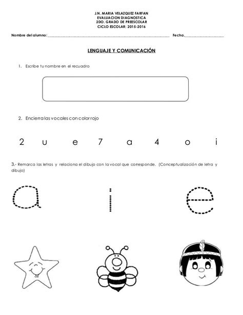 Examen Diagnostico Inicial Para Aplicar En El Nivel Preescolar Free