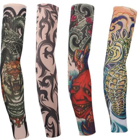6pcs Lot New Product Stretchy Fake Tattoo Sleeves For Women And Man Arm Stockings Holloween Body