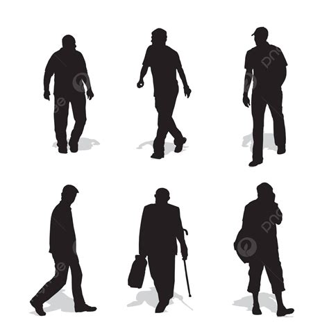 Men Walking Vector Silhouettes Ordinary Man Vector Vector Ordinary