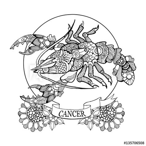 Explore 623989 free printable coloring pages for your kids and adults. "Cancer zodiac sign coloring book for adults vector" Stock ...