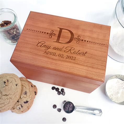 Rustic Recipe Box With Initial Dot Design Personalized Gallery