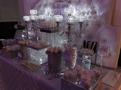 Silver And White Bling Dessert Table By Glam Candy Buffets Candy