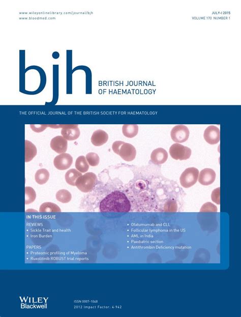 British Journal Of Haematology List Of Issues Wiley Online Library