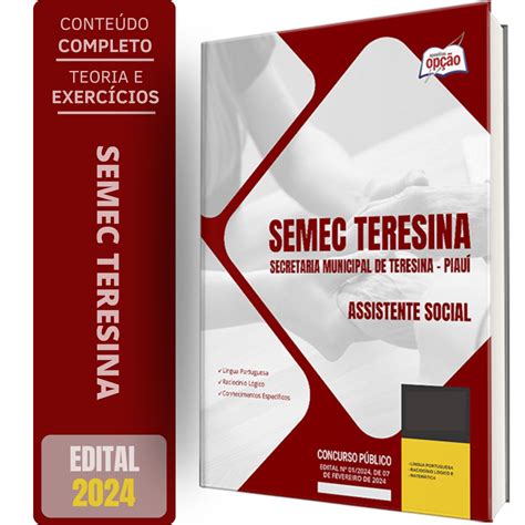 Apostila SEMEC Teresina PI 2024 Assistente Social Solução Cursos e