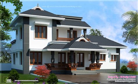 2000 Sqfeet 4 Bedroom Sloping Roof Residence Kerala Home Design And
