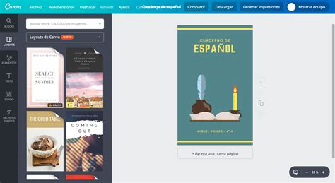 Diseña Portadas Para Cuaderno De Español Gratis Canva