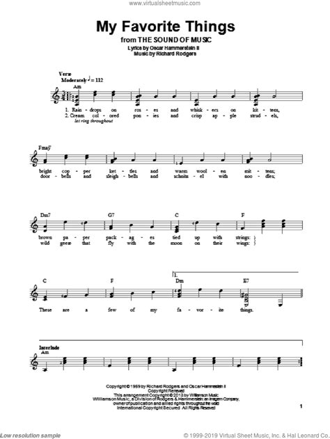 Hammerstein My Favorite Things Sheet Music For Guitar Solo Chords